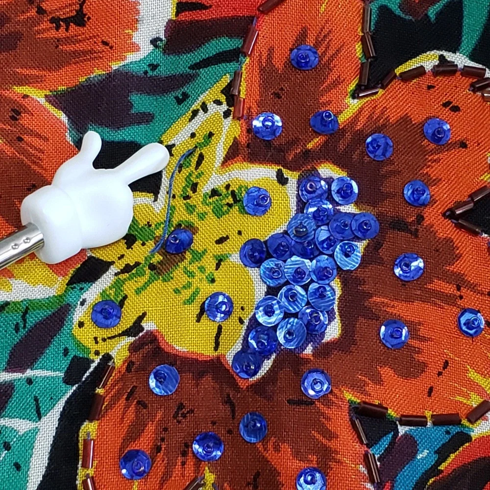 Chorus Girl Vintage 90s Beaded Floral Rayon Button Up Shirt Womens 22 Plus Size - Picture 11 of 14